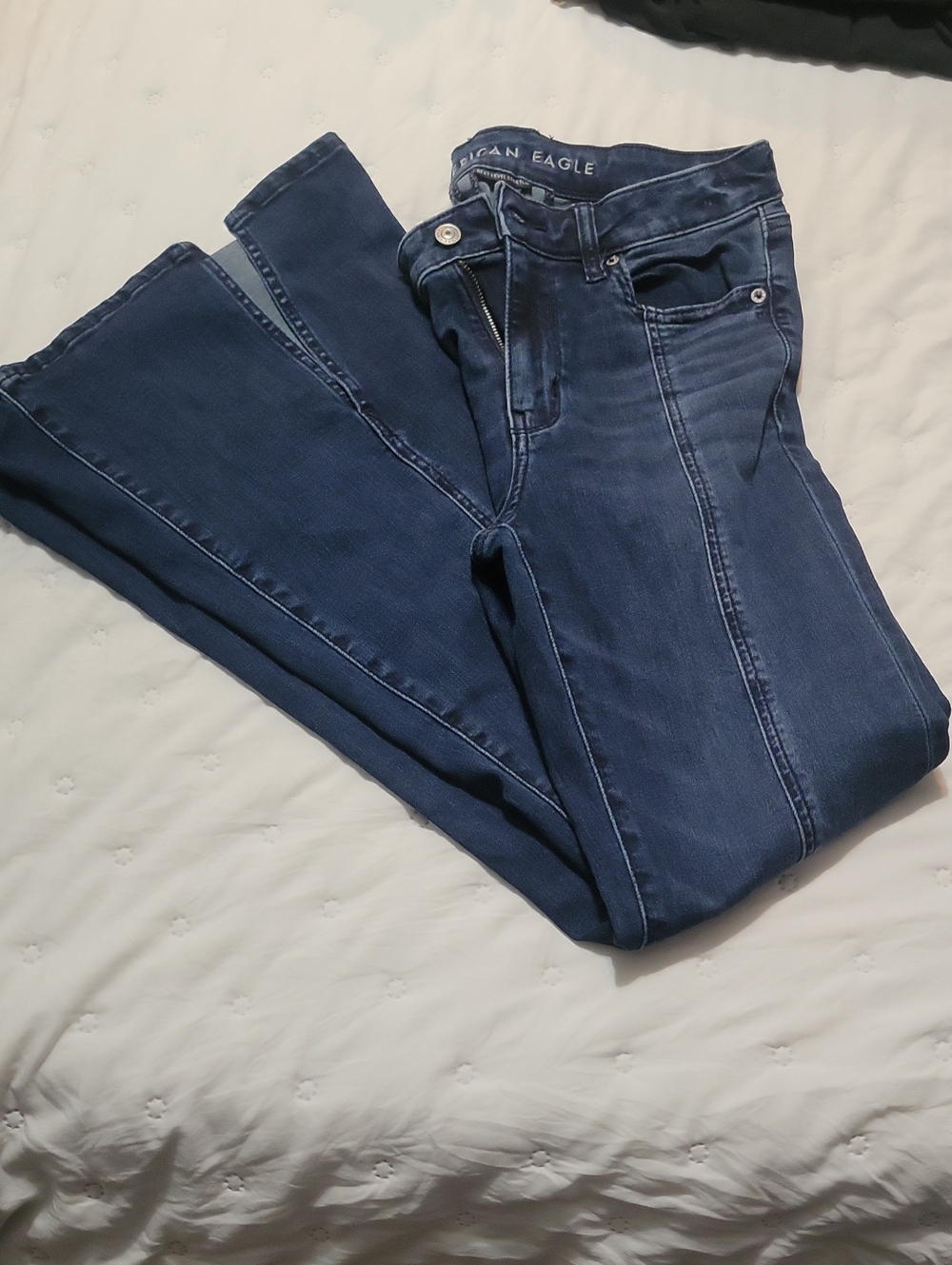 American Eagle Outfitters Next Level Stretch Navy Flare Jeans